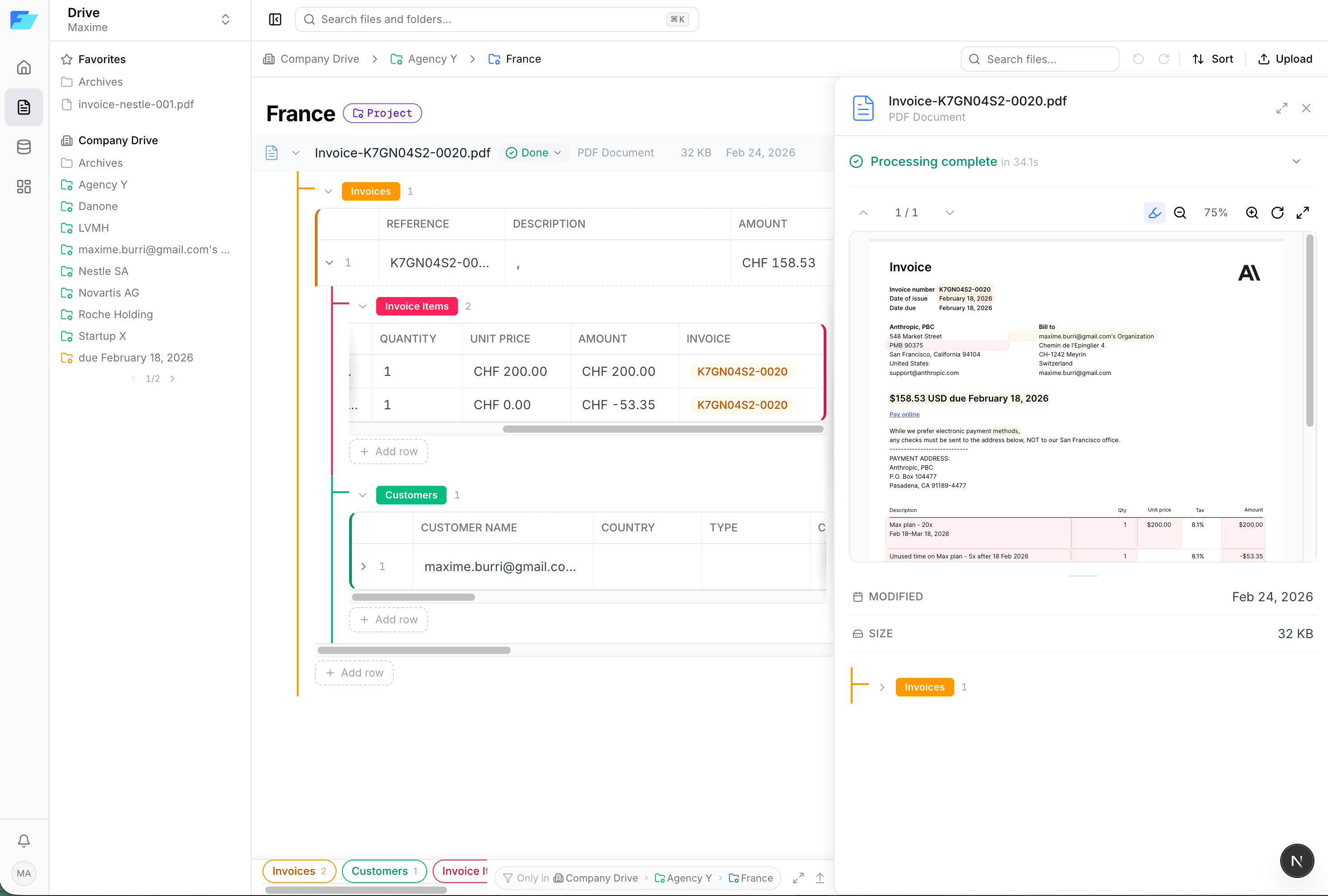 Filetable app — document extraction into structured tables